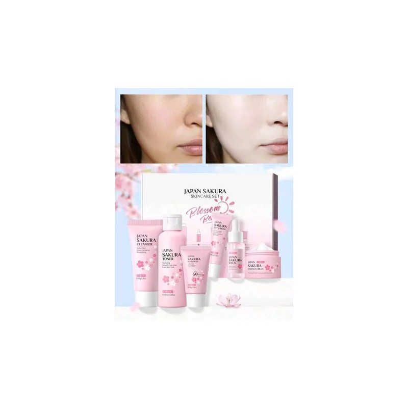Set Cuidado Facial Sakura 6pzs Piel Radiante Rejuvenece!