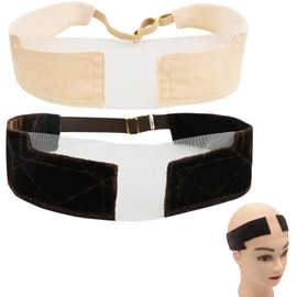 Pack of 2 Wig Bands to Keep Wig in Place Adjustable Non-Slip Headband for Wigs Non-Slip Velvet Wig Grip Headband Invisible Breathable Lace Headband (A)