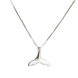 URBAN SHe° 925 Sterling Silver Whale Tail Fish Mermaid Charm Mermaid Tail Silver Studs Earrings women jewellery Necklace Pendant Set birthday gift Dolphin Maori (Necklace)