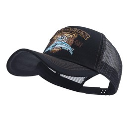 Gvatasz Men's Adjustable Mesh Back Cap Curved Bill Snapback Mesh Baseball Cap Retro Trucker Cap Breathable Sun Hat,Black