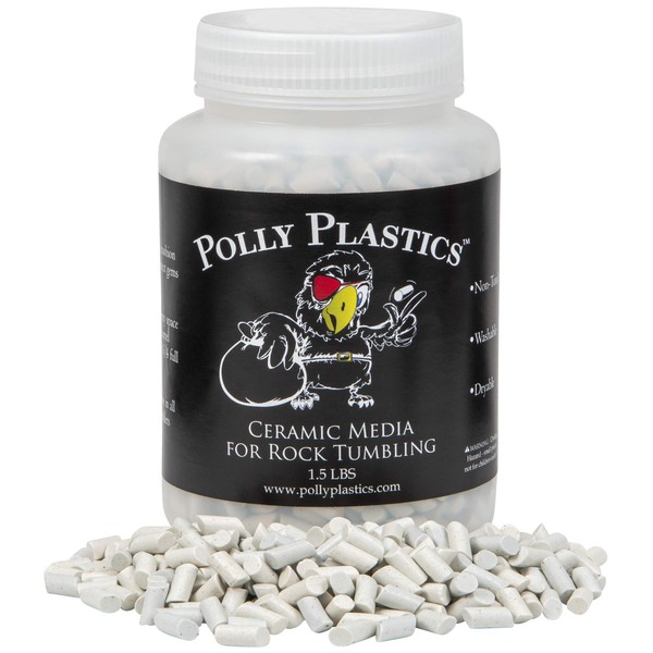 Polly Plastics Rock Tumbling Ceramic Filler Media (Small Cylinder Size) Non-Abrasive Ceramic Pellets for All Type Tumblers (1.5 lbs)