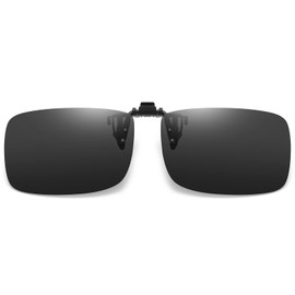 DUCO 8014 Clip-on Sunglasses, Polarized UV Protection, Flip-up, Fixed Type, For Wearing Over Glasses, For Women, Black