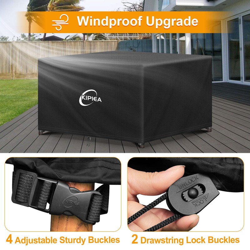 Kipiea Garden Furniture Covers, Outdoor Table Covers Waterproof, 420D Oxford