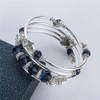 BULINLIN Crystal Beads Layered Bangle Bracelet, Silver Plated Metal Wrap