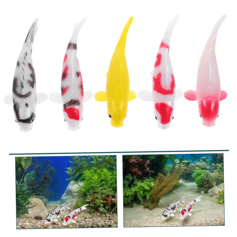 ABOOFAN 5pcs Realistic Koi Fish Models for Aquarium Decoration Vibrant