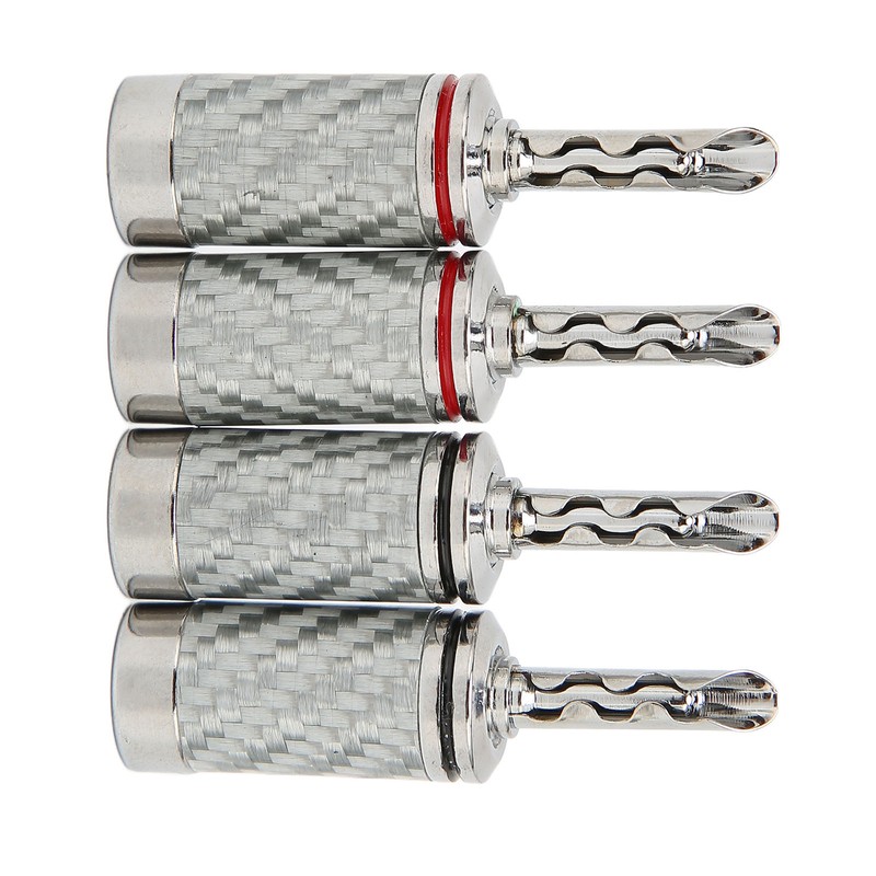 4pcs BFA Banana Plug Brass White Carbon Fiber Shell Speaker