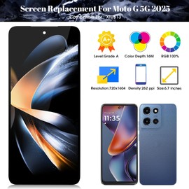 for Motorola Moto G 5G 2025 LCD Display for Moto G 5G 2025 Screen Replacemet for XT2513-1 XT2513-2 XT2513V Touch Screen Digitizer Display Assembly Repair Kits Without Frame(Black)