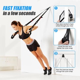 HPYGN Door Anchor for Resistance Bands, Home-Gym Workout Exercise Black