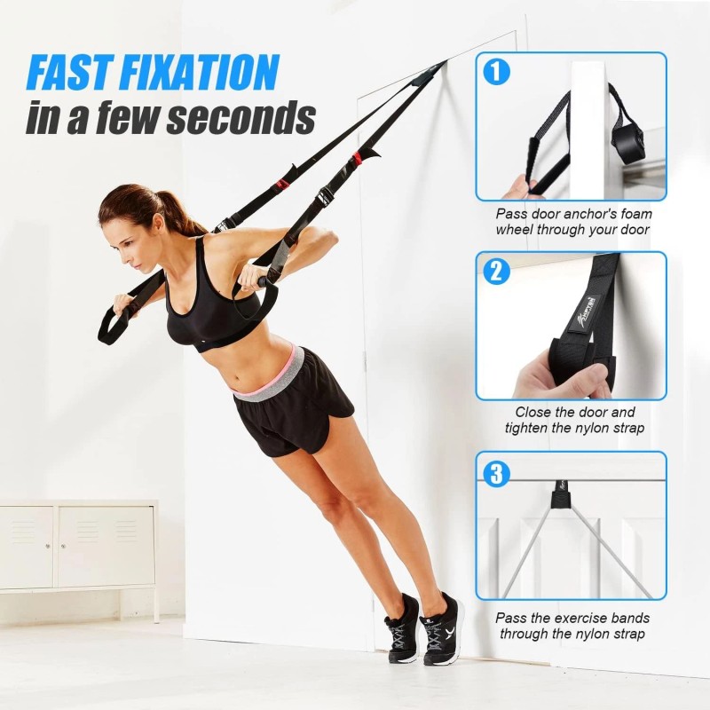 HPYGN Door Anchor for Resistance Bands, Home-Gym Workout Exercise Black