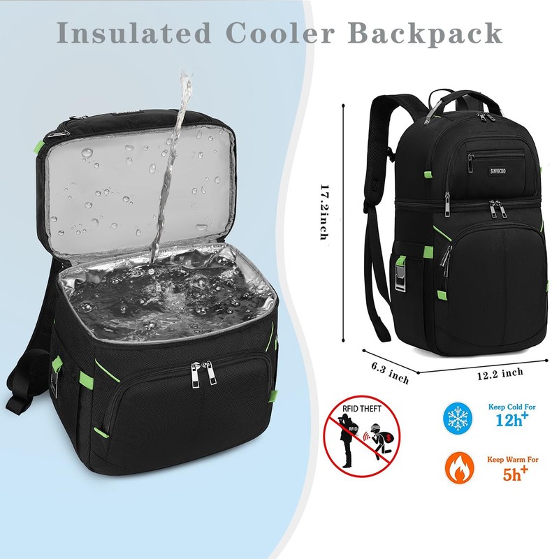 Cooler Backpack,Double Deck Leak Proof Cooler Bag,Insulated Backpack Cooler Lunch