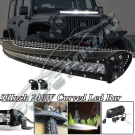 Pefetown 50Inch Curved LED Light Bar Spot Offroad Driving Truck SUV ATV UTE 4X4 Boat 52''