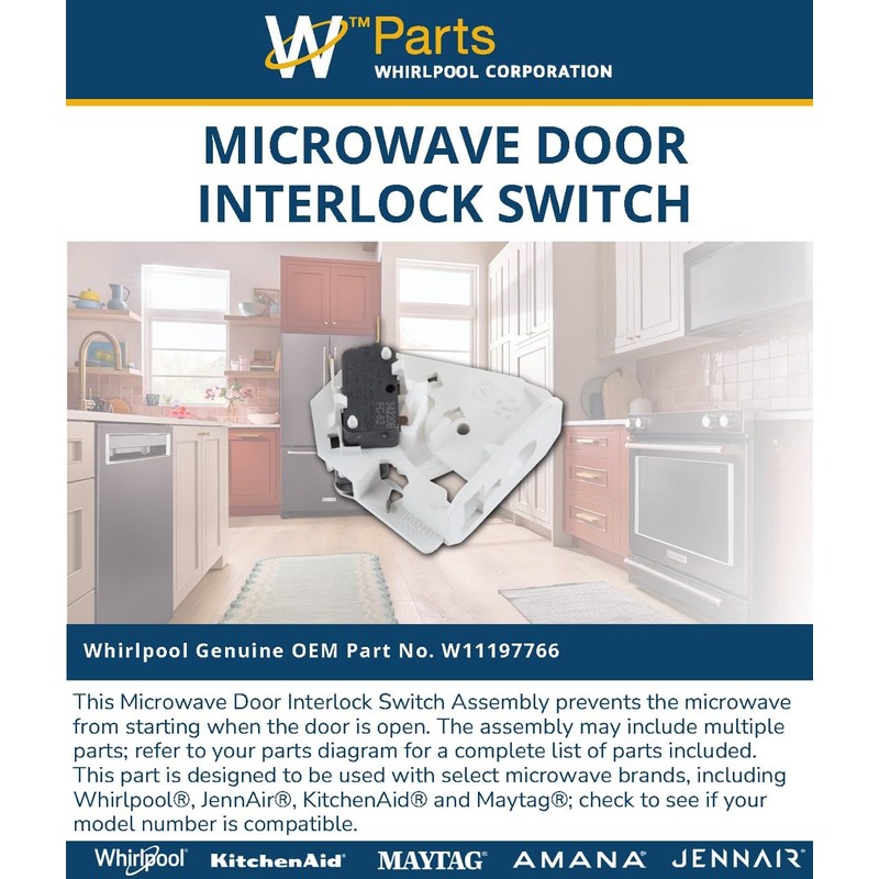 Whirlpool W11197766 Microwave Door Interlock Switch Assembly