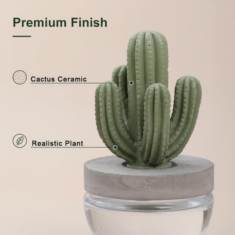 Pretty Valley Home Reed Diffuser Set Ceramic Cactus Fragrance Diffuser-White