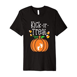 Kick Or Treat Fall Pregnancy Announcement Pumpkin Patch Gift Premium T-Shirt