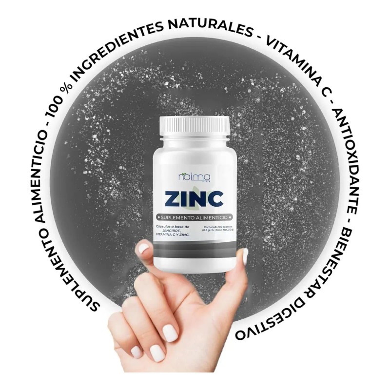 Naíma Zinc 500mg Vitamina Jengibre 100 Cápsulas Gluten