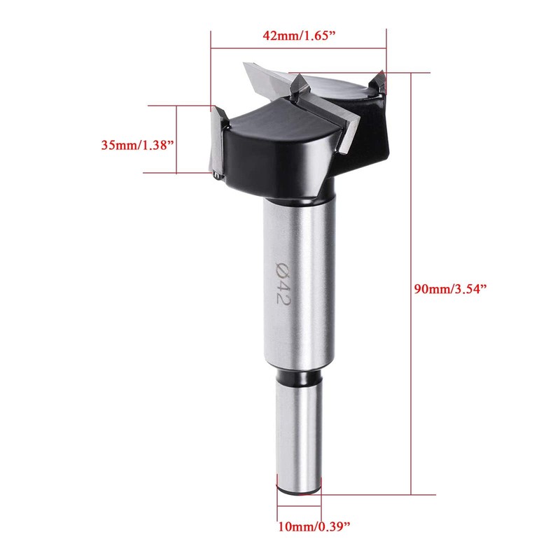 TOP-VIGOR 42mm Forstner Drill Bit, Tungsten Carbide Wood Auger Drill