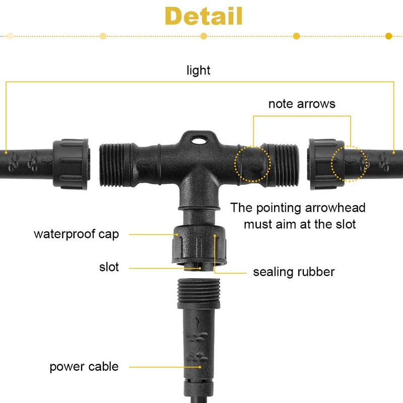 FVTLED Pack of 5, Replacement 2Pin T-Connector Waterproof for Single