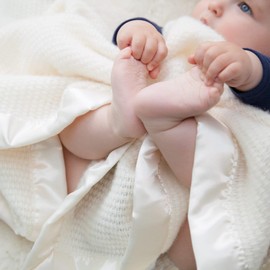 The Wool Company Wool Cellular Baby Blanket - Natural Cream Colour Warm and Soft Newborn Baby Blankets