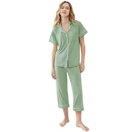 Joyaria Bamboo Viscose Pajamas for Women Set Moisture Wicking Pjs Night Sweat Sleepwear(Sage Green,Small)