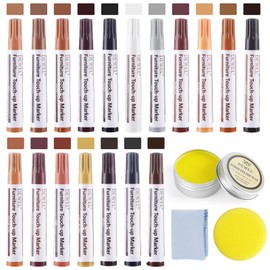 Furniture Markers Touch Up, 18 Colors Wood Markers Furniture Repair Kit with Wood Polish Wax, Wood Pens for Furniture Scratch Repair