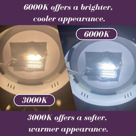 JERDON LED Replacement Light Bulb for Makeup Mirrors - (1) 3000K and (1) 6000K Lightbulbs - JLB3060