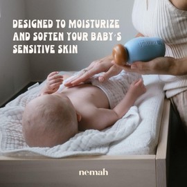 Nēmah Baby Lotion For Newborn - Calming Baby Lotion Sensitive Skin, Moisturizing Baby Bath Essentials, Organic Body Lotion For Babies, Activera Aloe Vera, Actismart Chamomile & Macadamia (9.8 fl.oz)