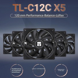 TR TL-C12C X5 CPU Air Cooler 120 mm Case Fan, Quiet PWM Computer Fan with 1550 RPM Cooling Fan, PC Cooling Fan