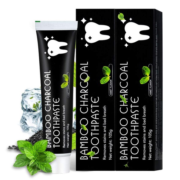 2 Pack Activated Carbon Toothpaste Teeth Whitening Without Fluoride Teeth