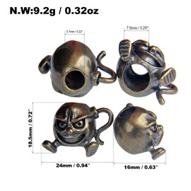 webead Knife Lanyard Beads Paracord Beads Retro Brass Little Bomb-Man, Casted Copper Charm for EDC DIY Paracord Accessories Charms Beard Beads, ST#72