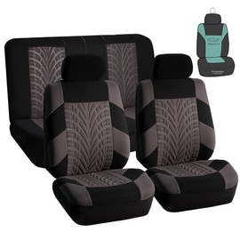 FH Group Car Seat Covers Travel Master Full Set Gray Airbag and Split Rear Car Seat Cover, Universal Fit Automotive Seat Covers for Cars Trucks and SUV Car Interior Accessories Van Seat Covers