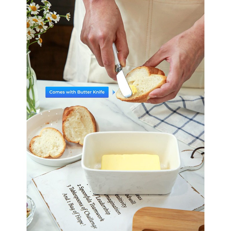 Butter Dish with Lid, Large Butter Dish for Countertop, Ceramic
