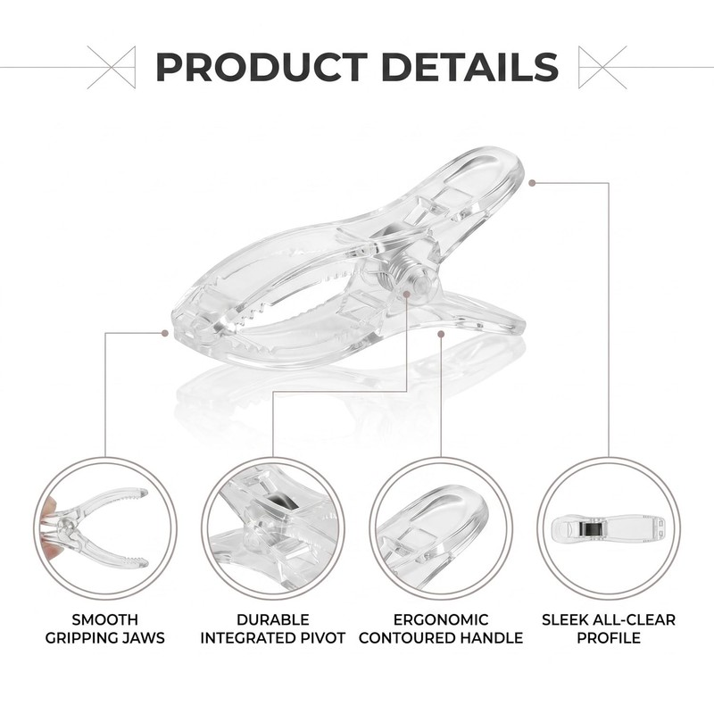 Hopzab 12PCS Clear Vertical Blind Clips, for Securing Curtains, Versatile