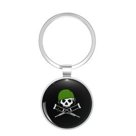 BKR Graphics Jackass Military Helmet Skull & Crossbones Metal Double Sided Key Chain Keychain