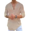 Rela Bota Mens Cotton Linen V-Neck Shirt Solid Hippie Shirts