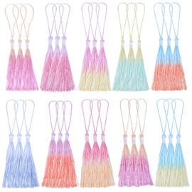 JIYIN Pack of 30 Colourful Tassel Pendants, 14 cm Bookmark Tassels with Cord Loops Craft Small Tassels Bag Charm Craft Accessories for DIY Pendant Key Chain Home Decor