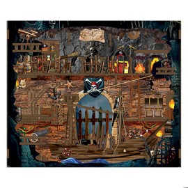 Book Nook Kit - DIY 3D Wooden Puzzle Miniature House with LED Lights - Creative Crafts for Adults - Bookshelf Insert Decor - Educational Gift for Family & Friends（Pirate Bay）