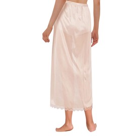 Girstunm Half Briefs for Women Long Underskirt Antistatic Lace Bottoming Skirt Briefs for Underdresses, 79 cm-Beige