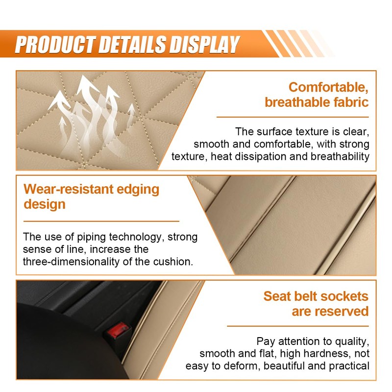UHANBUT Luxury Faux Leather Car Seat Cover, Anti-Slip Waterproof Universal