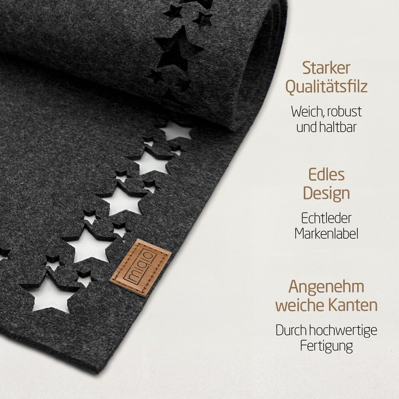 Miqio Design Felt Table Runner Stars | Winter Table Runner