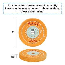 SALI 6 Pack Polishing Wheel for Bench Grinder Buffing Wheel 3 inch Yellow Cotton (50 Ply) for Buffer Polisher Coarse Polish Pad with 3/8 Inch Arbor Hole