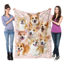Welsh Corgi Dog Fleece Blanket,Super Soft Dogs Flannel Blanket Throw,Welsh Corgi Gift for Women Kid Girls,Gift for Dog Lover,Dog Mom Gift,50"x60"