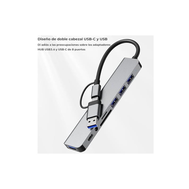 HUB USB C, 8 en 1 Adaptador USB C Multipuerto