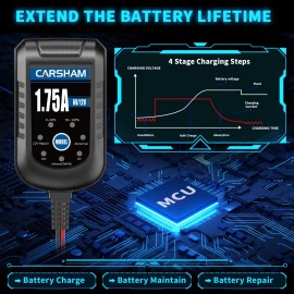 Carsham [4-Pack] CARSHAM Trickle Battery Charger 6V 12V Smart Float Charger Automatic...