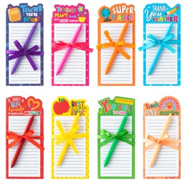 24P Teacher Notepads with Pen Teacher Appreciation Gifts, Motivation Positive Journal with Flower Pattern Border Portability Pocket Notebook, Teacher's Day Birthday Gift Office Home Present Supplies