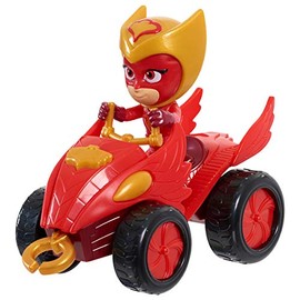 Simba 109402423 PJ Masks Quad Owl with Superhero Action Figure, with Integrated Winch, Red with Gold Accents, Figure 8 cm Tall, for Children from 3 Years