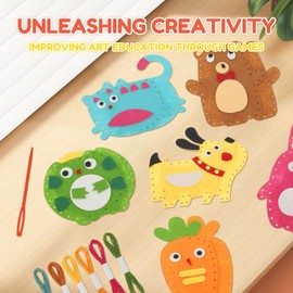 Littleduckling My First Sewing Kit for Kids Age 5 6 7 8 9 Cute Animal Felt Sewing Craft Kit Fun Sewing DIY Craft Ornaments Kids Educational Sewing Toys for Beginner Children Learn to Sew