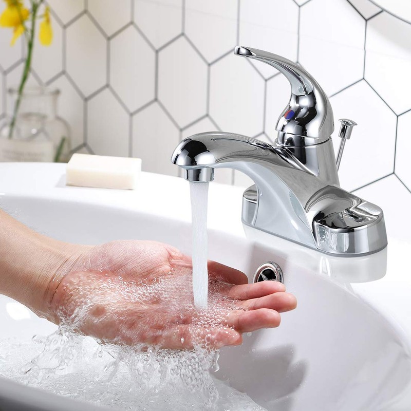 WOWOW Bathroom Faucet 1 Handle Low Arc Single Handle 4