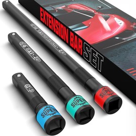 KIRXST 3/8" Impact Socket Extension Bar Set 3PC Drive Extension Bar 75 mm 150 mm 250 mm CR-V Steel Wrench Extender for Manual Pneumatic Torque Wrench