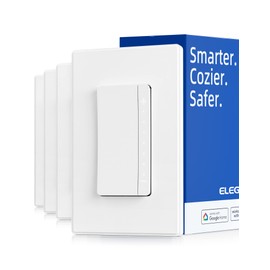 ELEGRP Single Pole Smart Dimmer Light Switch DPR10, 2.4GHz Wi-Fi Dimmer Switch Compatible with Alexa and Google Assistant, Needs Neutral Wire, No Hub Required, UL and FCC Listed, White, 4 Pack