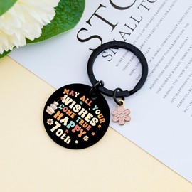 FAFQBING 70th Birthday Gifts for Women Best 70th Keychain Unique 70 Year Old Gift for Women Men Happy Birthday Gifts Ideas for Mom Grandma-May All Your Wishes Come True